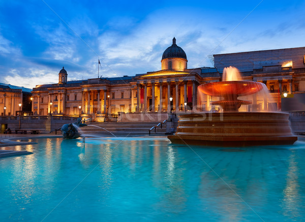 London Trafalgar Square fountain at sunset Stock photo © lunamarina