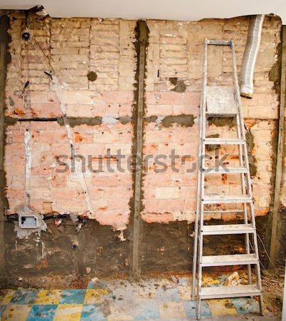 Abriss Küche Interieur Bau Leiter Haus Wand Stock foto © lunamarina