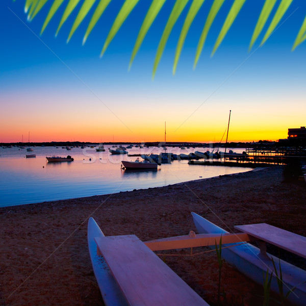 Formentera sunset in se estany des peix Stock photo © lunamarina