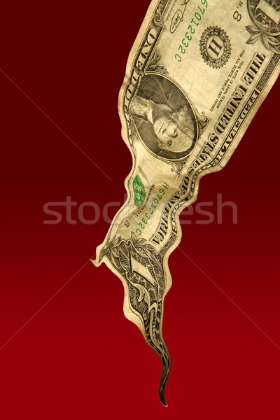 One liquid dollar note falling on red background Stock photo © lunamarina