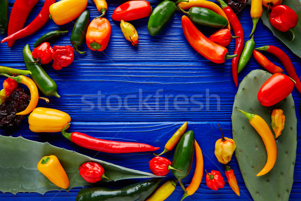 Mexican hot chili peppers colorful mix Stock photo © lunamarina