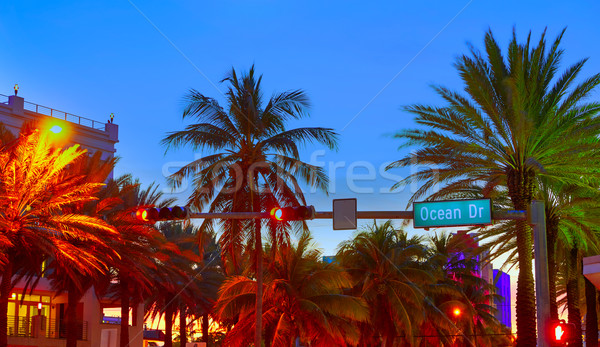 ストックフォト: マイアミ · 南 · ビーチ · 日没 · 海 · ドライブ
