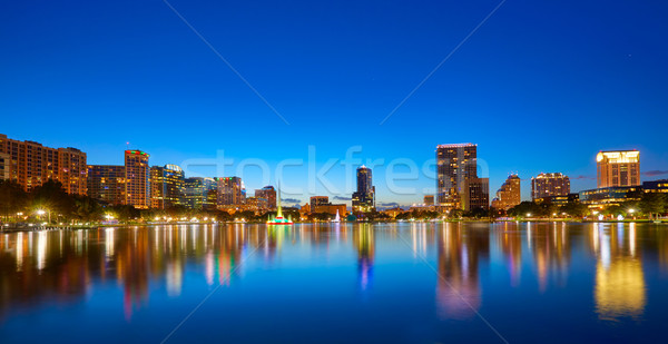 Foto stock: Orlando · horizonte · puesta · de · sol · lago · Florida · EUA