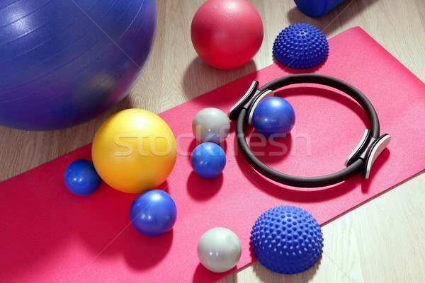 balls pilates toning stability ring roller yoga mat Stock photo © lunamarina