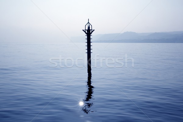 Achtergrondverlichting baken middellandse zee Blauw zee reflectie Stockfoto © lunamarina