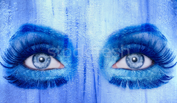 abstract blue eyes makeup woman grunge texture Stock photo © lunamarina