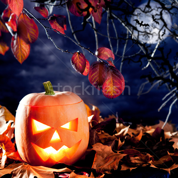 Halloween latarnia dynia ciemne niebo chmury Zdjęcia stock © lunamarina