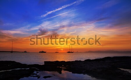 colorful sunset of Ibiza view from formentera Stock photo © lunamarina