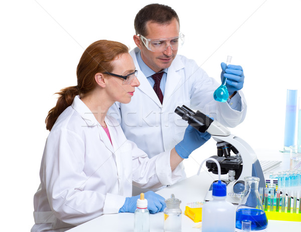 [[stock_photo]]: Chimiques · laboratoire · deux · scientifique · travail · test