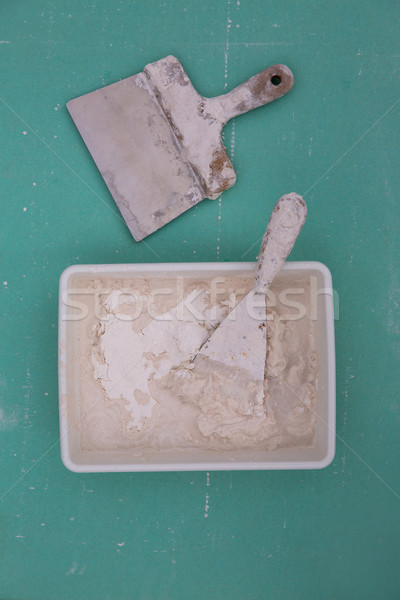 Outils plâtre comme spatule vert placoplâtre Photo stock © lunamarina