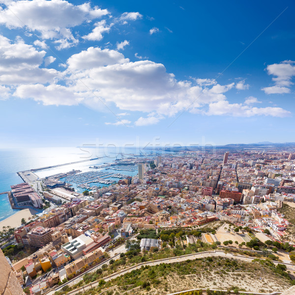 Alicante skyline aerial from Santa Barbara Castle Spain Stock photo © lunamarina