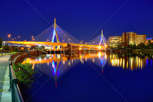 Boston Zakim bridge sunset in Massachusetts Stock photo © lunamarina