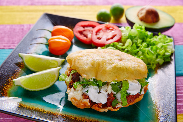 Mexikói taco lelkész hús sült kukorica Stock fotó © lunamarina
