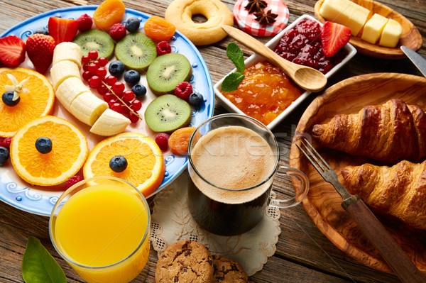 Zdjęcia stock: śniadanie · bufet · zdrowych · kontynentalny · kawy · sok · pomarańczowy