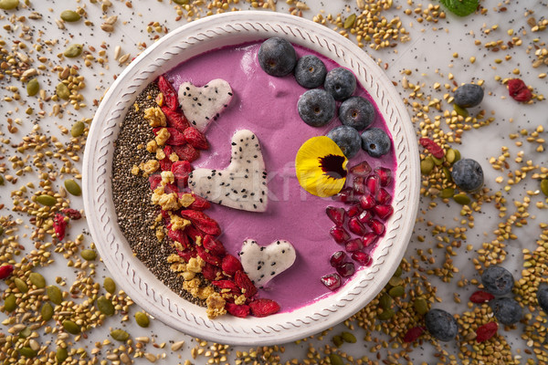 Acai bowl smoothie pitaya hearts blueberry goji Stock photo © lunamarina