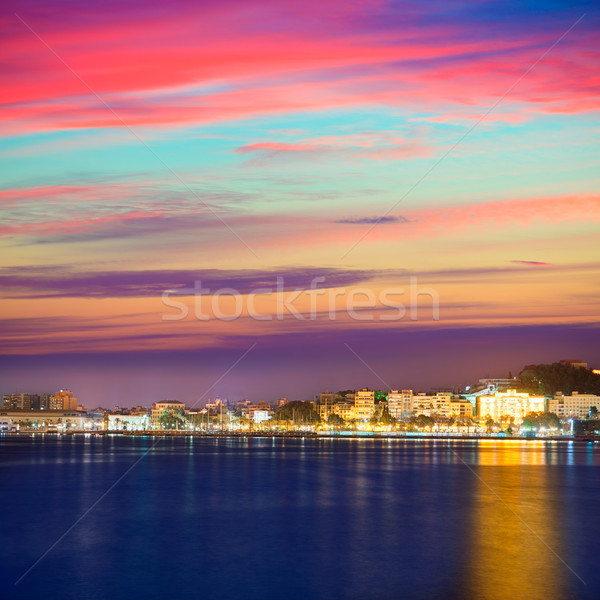 Porta linha do horizonte Espanha mediterrânico cidade laranja Foto stock © lunamarina