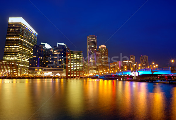 Boston zonsondergang skyline fan pier Massachusetts Stockfoto © lunamarina