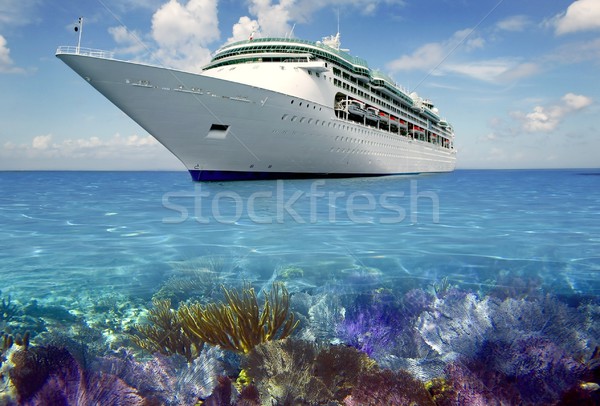caribbean reef view with cuise vacation boat Stock photo © lunamarina