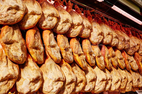 Jamon serrano ham from Spain whole in a row Stock photo © lunamarina