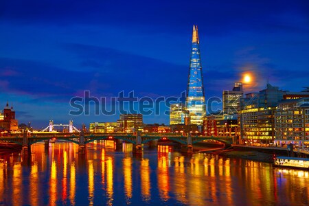Stock photo: London skyline sunset on Thames river