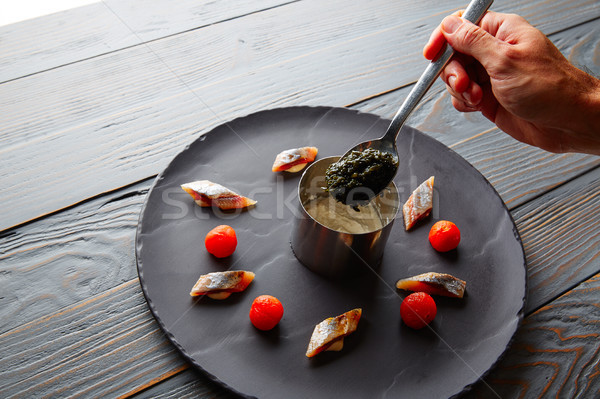 sardine with pannacotta codium and tomato Stock photo © lunamarina
