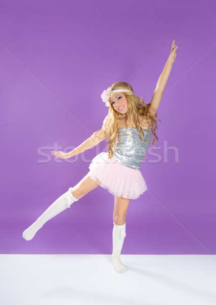 Children fashiondoll spring girl dancing on purple Stock photo © lunamarina