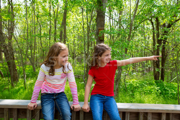 children friends playing pointing finger to jungle park Stock photo © lunamarina