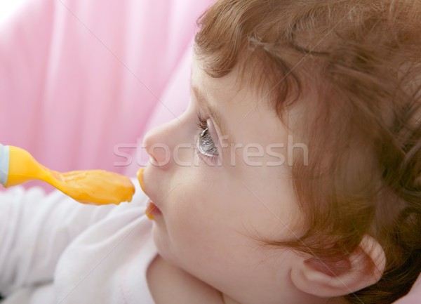 mother feeding baby yellow spoon Stock photo © lunamarina