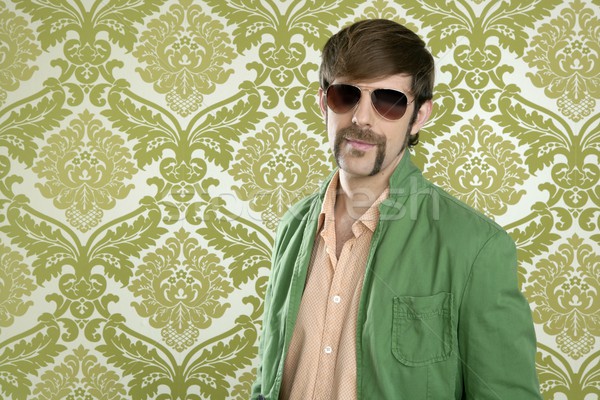 geek retro salesperson man funny mustache Stock photo © lunamarina