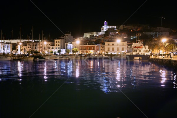 Ilha porto noite da cidade luz mediterrânico mar Foto stock © lunamarina