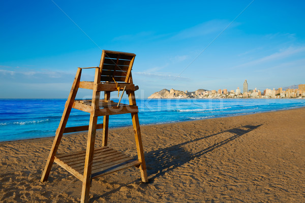 Benidorm Poniente beach watchtower seat Alicante Stock photo © lunamarina