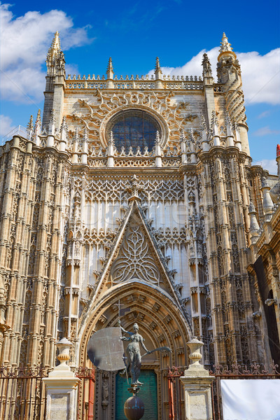 Seville cathedral Saint Christopher door Spain Stock photo © lunamarina