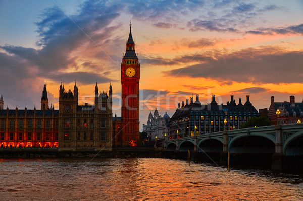 Big Ben reloj torre Londres thames río Foto stock © lunamarina