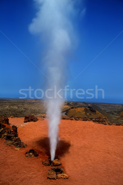Geyser of steam in Timanfaya Park Lanzarote Stock photo © lunamarina