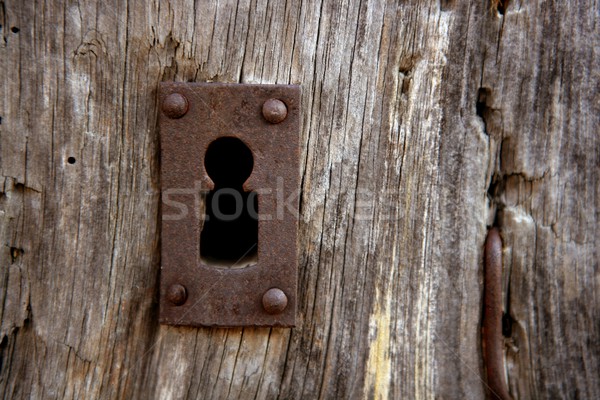 Key hole over aged gray old wood Stock photo © lunamarina