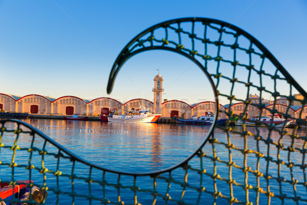 Foto stock: Puerto · Valencia · mediterráneo · España · puesta · de · sol · playa