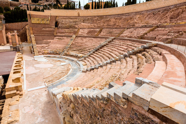 Római amfiteátrum Spanyolország épület színház építészet Stock fotó © lunamarina