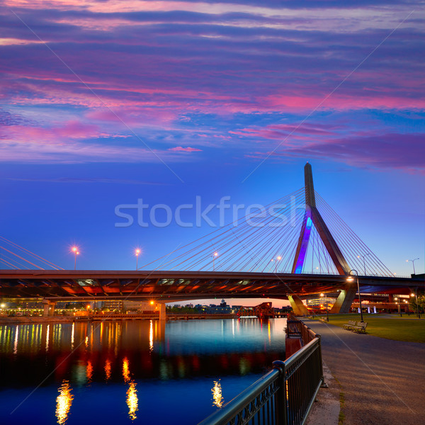 Boston Zakim bridge sunset in Massachusetts Stock photo © lunamarina