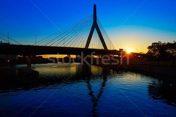 Boston Zakim bridge sunset in Massachusetts Stock photo © lunamarina