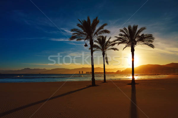 Praia pôr do sol Valência mediterrânico Espanha sol Foto stock © lunamarina