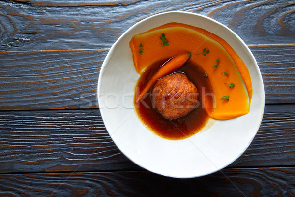 Dumpling of old cowtail with creamy carrot Stock photo © lunamarina