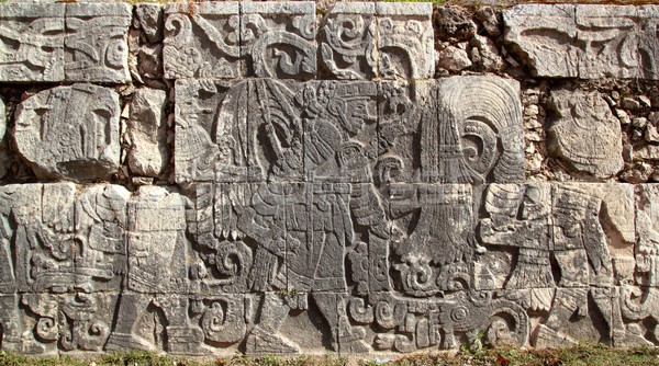 Chichen Itza hieroglifa labda bíróság Mexikó építkezés Stock fotó © lunamarina
