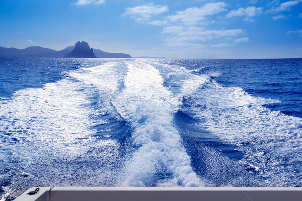Es Vedra and Vedranell islands boat wake Stock photo © lunamarina