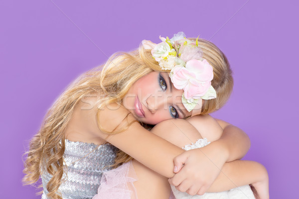 blond princess fashion girl with spring flowers Stock photo © lunamarina