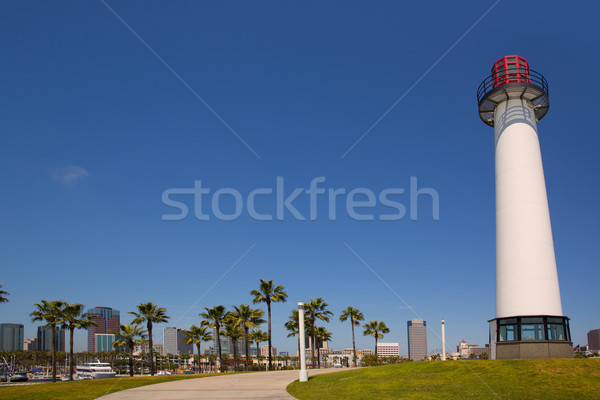 Сток-фото: Лонг-Бич · Калифорния · Skyline · Маяк · пальмами · воды