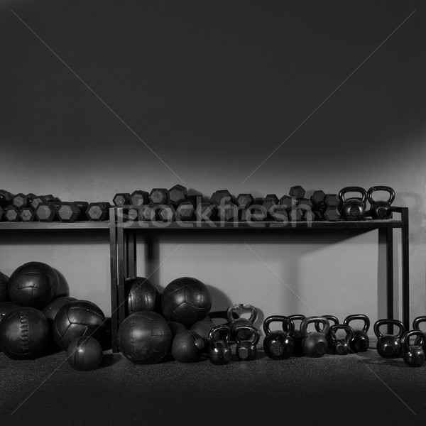 Kettlebell and dumbbell weight training gym Stock photo © lunamarina