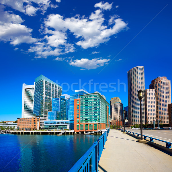 Boston skyline from Seaport boulevard bridge Stock photo © lunamarina