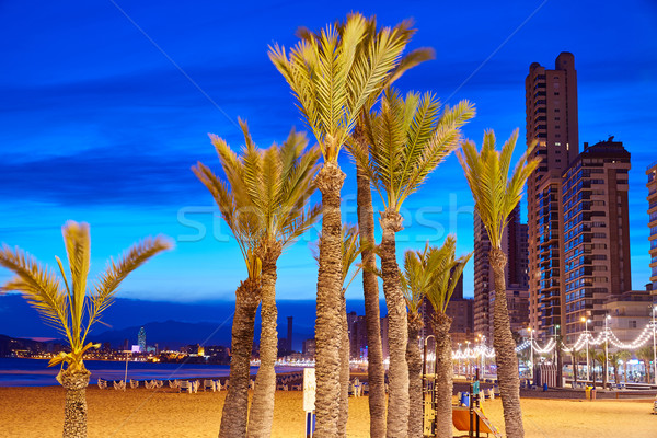 Benidorm skyline at sunset beach in Alicante Stock photo © lunamarina