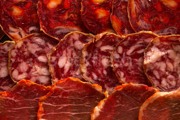 Iberian sausages ham board Tapas from spain Stock photo © lunamarina