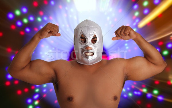 mexican wrestling mask silver fighter gesture Stock photo © lunamarina